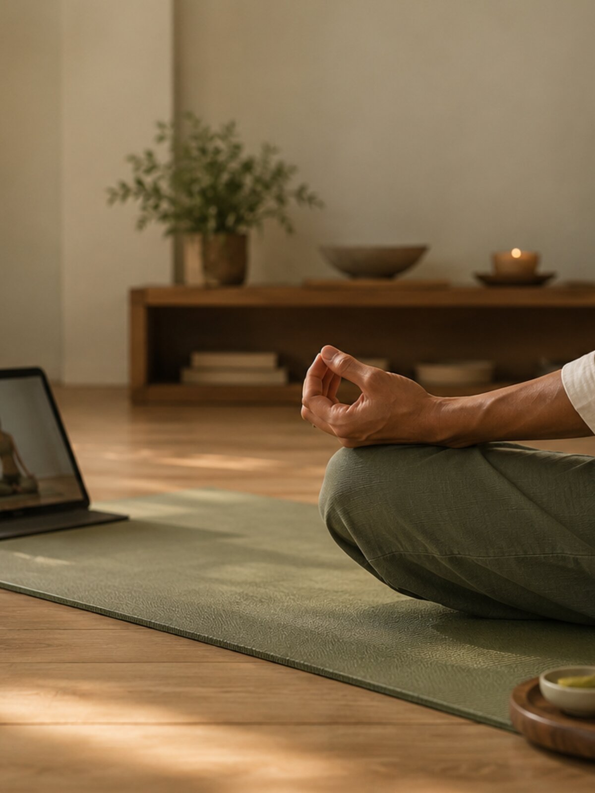 A grounded yoga practitioner in a serene natural setting